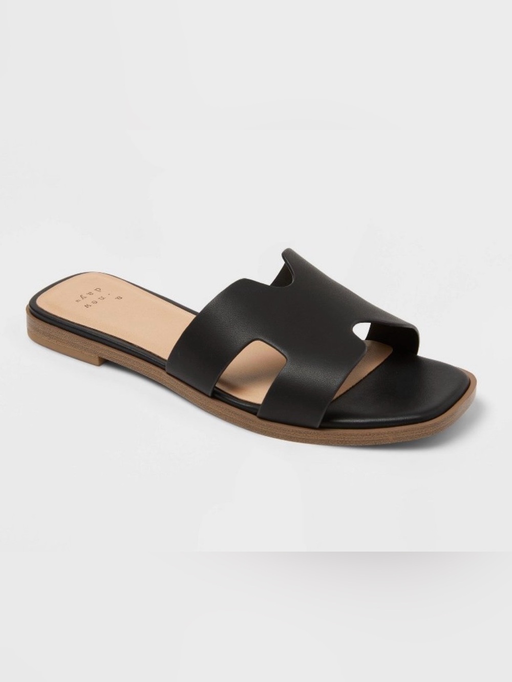Black Women's Slide Sandals - Minimal Leather Upper